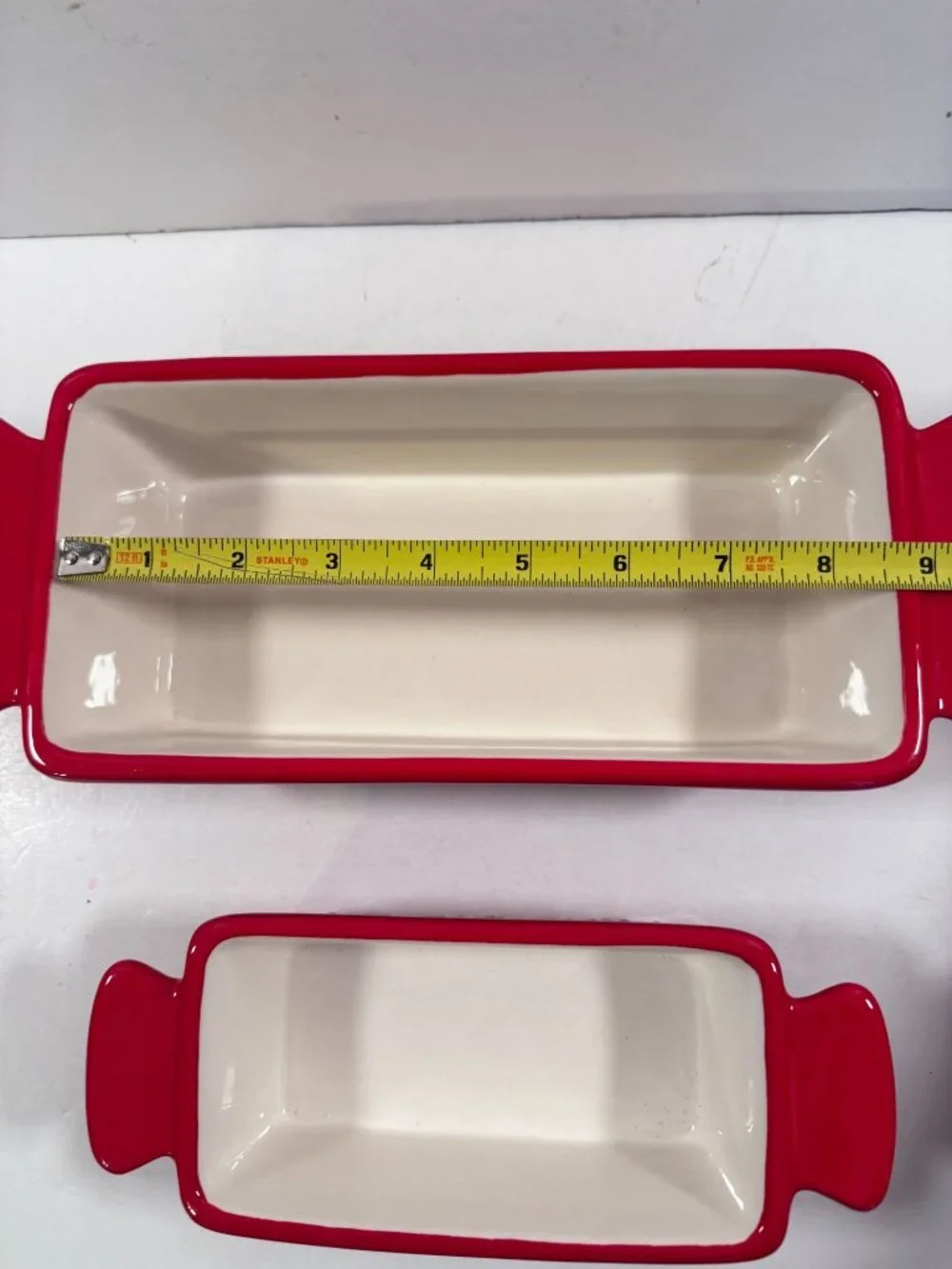 Baking Loaf Pans Stoneware Burton + Burton Christmas Red Green Polka Dots NEW
